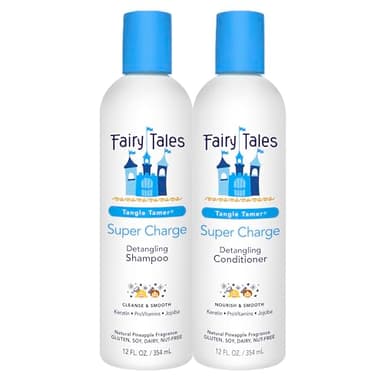 Fairy Tales Tangle Tamer Detangling Shampoo and Conditioner for Kids - Ultra Moisturizing and Anti Frizz Protection - Paraben Free, Sulfate Free - 12 Oz (2 pack)