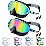 Vvinca Swim Goggles with Nose Cover, Kids Toddlers Swimming Goggles Diving Mask Comfort Wide View No Hair-Pulling Anti-Fog UV Swim Glasses No Leaks Pool Goggles for Aged 3-14 Boys Girls Teens Gift