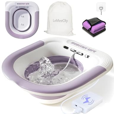 LeMeeOly Electric Sitz Bath, Unisex Foldable Sitz Bath for Toilet Seats, Sitz Bath for Postpartum Care and Hemorrhoids, Non-Slip & High Water Flow (Purple)