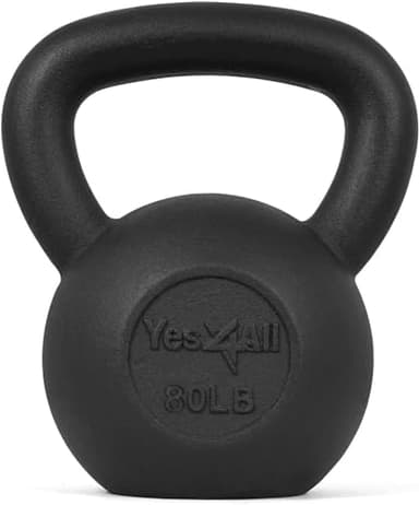 Yes4All 80 lbs Kettlebell Heavy Cast Iron Solid Smooth Handle Weights for Women/Men, Strength Training Equipment