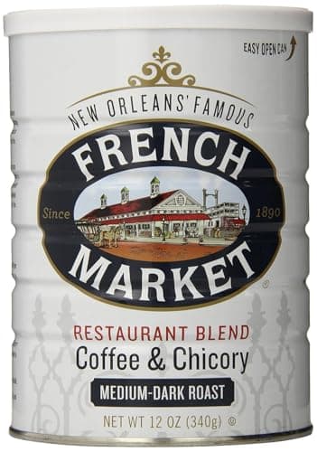 French Market Coffee & Chicory Restaurant Blend Medium-Dark Roast Ground Coffee, 12oz Can (Pack of 1)