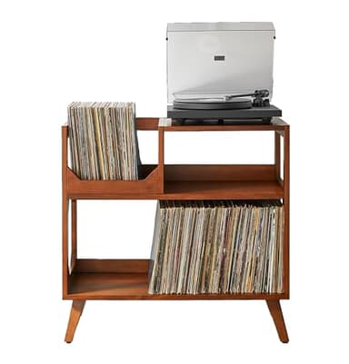 Crosley Furniture Asheville Mid-Century Modern Media Console Record Player Stand, Storage for Vinyl Records, Medium, Walnut