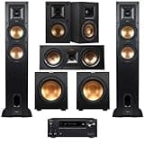Klipsch Reference 5.1 Home Theater System, Bundle with 2X R-26FA Floorstanding Speaker, 2X R-41M Bookshelf Speaker, R-25C Center Channel Speaker, R-12SW Subwoofer, Onkyo TX-NR696 7.2 Receiver