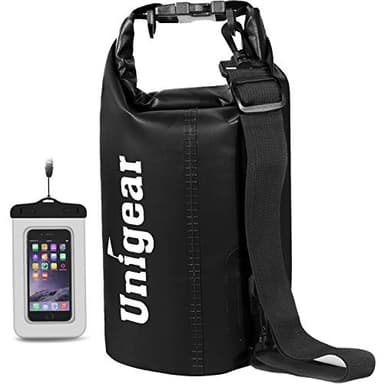 Unigear Dry Bag Waterproof, Floating and Lightweight Bags for Kayaking, Boating, Fishing, Swimming and Camping with Waterproof Phone Case (Black, 2L)