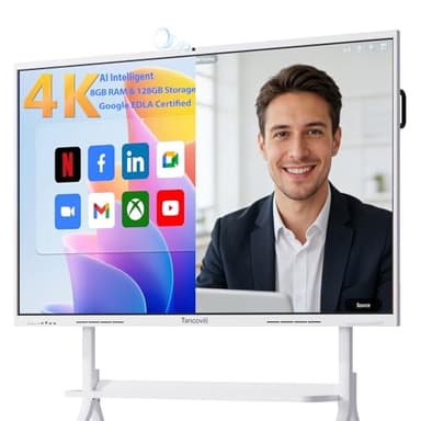Tancovili 55" AI Touchscreen Smart Board, 4K UHD All-in-One Google EDLA Certified Presentation Interactive Whiteboard for Office Classroom Home, Android 14 Touch Screen TV, 8GB+128GB