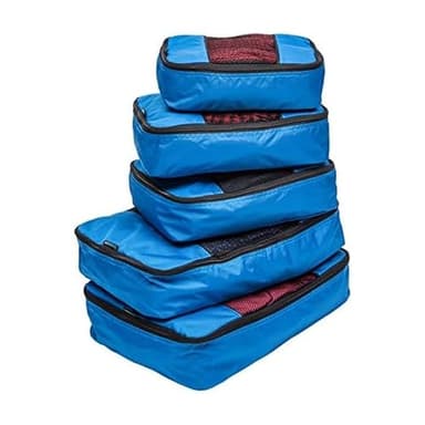 TravelWise Luggage Packing Organization Cubes 5 Pack, Blue, 2 Small, 2 Medium, 1 Large