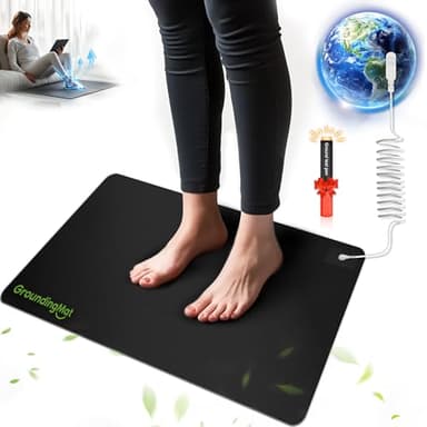 Grounding Mat for Sleep, Energy, Pain Relief, Inflammation, Balance, Wellness. Earth Connected Therapy. Indoor Grounding at Home, Office, Work. 15 Foot Cord Included,16 * 24 in