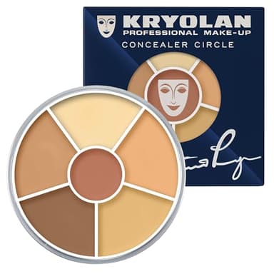 Kryolan Concealer Circle (USA) - Full Coverage 6-Color Cream Concealer Palette - Color Corrector For Dark Circles - Hides Redness, Blemishes & Spots - Professional Cream Makeup for All Skin Types