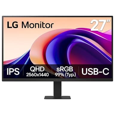 LG 27U631A-B 27-inch QHD (2560 x 1440) IPS Computer Monitor, 100Hz, 5ms, HDR10, Reader Mode, Flicker Safe, HDMI, USB Type-C 15W PD, Black