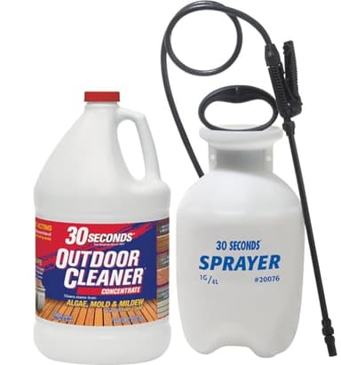 30 SECONDS Outdoor Mold & Mildew Stain Remover | Concentrate | 128 fl. oz. & Outdoor Cleaner 1 Gallon Pump Sprayer Bundle