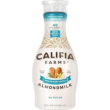 Califia Farms - Unsweetened Vanilla Almond Milk, 48 Oz, Dairy Free, Vegan, Plant Based, Keto, Gluten Free, Non GMO, Sugar Free, High Calcium, Smoothie