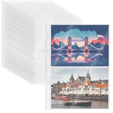 Mogoostry A4 Clear Sheet Protectors 2 Pocket Binder Sleeves 20 Sheets 11 Holes Side Open Photo Album Refill Page Protector