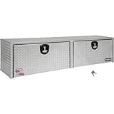 Buyers Products 1701551 Silver Aluminum Diamond Tread Topsider Truck Box With Drop Door, 72 x 13 x 16 Inch, Made in The USA, Lockable Tool Chest, Durable Job Box For Storage & Organization