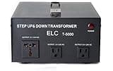 ELC T-5000+ 5000-Watt Voltage Converter Transformer - Step Up/Down - 110V/220V - Circuit Breaker Protection Heavy Duty [3-Years Warranty]