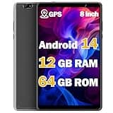 Tablet 8 inch, Android 14 Tablet with GPS Built in,12GB RAM 64GB ROM (1TB Expand), 8MP Camera, 2.0GHz Processor, 2.4GHz&5GHz Wi-Fi/BT5.0, FHD Screen Tablets for Gaming