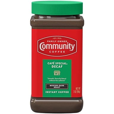 Community Coffee Cafe Special Decaf Blend Instant Coffee, Medium-Dark Roast, 7 oz Jar (Pack of 1)