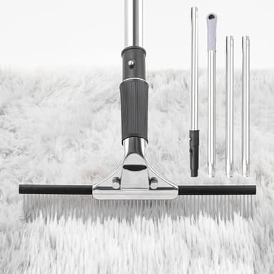 Astfys Big Carpet Rake with Long Handle, Making Carpets Fluffy Again, Clean Hair, Let Carpet Restore Softness(Iron, Black and Silver)