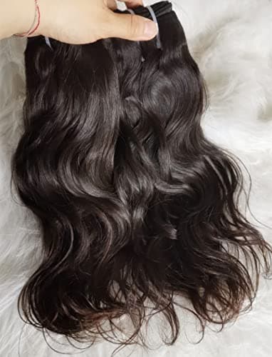 Last 5 Years One Donor Short Raw Natural Wavy Cambodian Human Hair 2 Bundles 100% Real Virgin Unprocessed Cuticle Aligned Weave (wavy 12" 12", natural color)