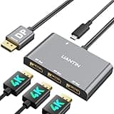 UANTIN DisplayPort Splitter for 3 Monitors Extended Display | 4K 60Hz Display Port to Docking Station 1 in 3 Out Adapter 3xDP MST Hub for PC, NVIDIA, AMD