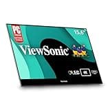 ViewSonic VX1655-4K-OLED 15.6 Inch 4K UHD Portable OLED Monitor with 2 Way Powered 60W USB C, Mini HDMI, Dual Speakers, and Built-in Stand with Magnetic Cover