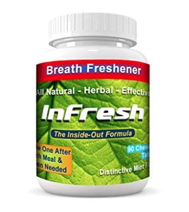 InFresh Bad Breath Chewable Tablets (NOT Candy) All Natural for Instant Inside-Out Freshness. Herbal Formula Contains Parsley, Mint, & Deodorizing Herbs. 30-Day Supply, 90 Tablets Mint Flavor