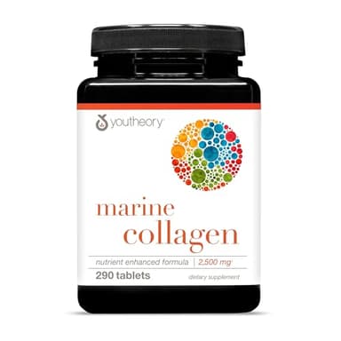 Youtheory Marine Collagen Tablets - 2,500 mg Fish-Sourced Collagen Peptides- with Vitamins A, C, E, B6 & B12 - Supports Joint & Nail Health* - Highly Absorbable - 290 Tablets (58-Day Supply)