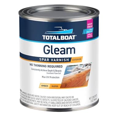 TotalBoat Gleam Marine Spar Varnish, Gloss and Satin Polyurethane Finish for Wood, Boats and Outdoor Furniture (Gloss Quart)