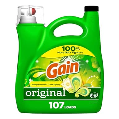 Gain Liquid Laundry Detergent, Original Scent, 154 fl oz, 107 Loads, Freshness + Odor Fighting, High Efficiency Washing Machine Liquid Cleaning Soap