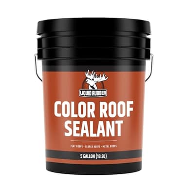 Liquid Rubber Color Roof Sealant- Elastomeric Waterproof Coating for Flat, Low-Slope & Metal Roofs, Flexible UV-Stable Membrane, White, 5 Gallon
