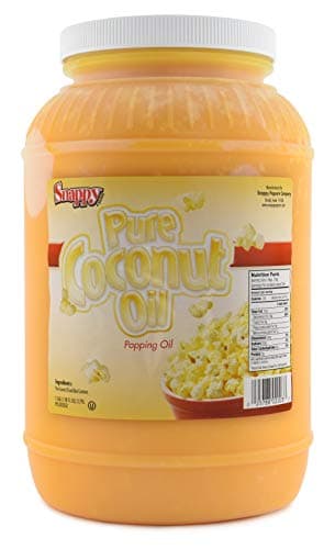 Snappy Butter Flavored Coconut Oil for Home Movie Theater Popcorn, Professional Machines, Naturally Colored with Beta Carotene, 1 Gallon Size, Premium Cooking Oil for Snack Preparation