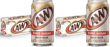 A&W Zero Sugar Root Beer Soda, 12 fl. oz. Cans, 12 Pack (Pack of 2)