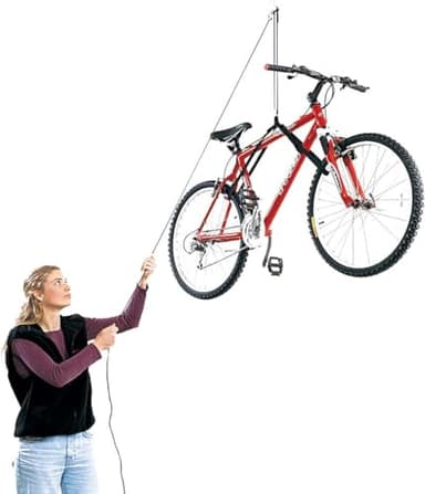 HARKEN Hoister - Bikes & Overhead Garage Storage 1 Point Hoist System (45lb Capacity, 12ft Ceiling), Space-Saving Organization, Easy One-Person Operation, Safe Anti-Drop, Self-Leveling - model 7800.12