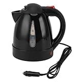 Electric Kettle, 150W 1L Black Road Hot Water Boiler Stainless Steel Liner Auto Shut Off Tea Kettle Car Cigarette Plug 12V, Fast Boiling for Sedans SUVs