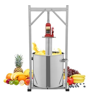 9.51 Gal Stainless Steel Fruit Wine Press, Fruit Press for Wine Making Cider Press Bucket with Extension Rod & Removable Design, Manual Fruit Press Hydraulic for Honey Fruits Vegetables Olive Oil