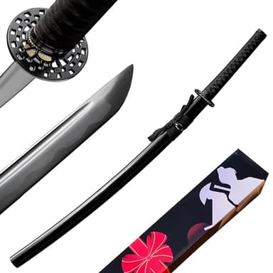 Yu Qin Sword, Pure Handmade Samurai Sword, 5160spring Steel, 41.31.21 inches, Full Tang Sword Set, Sharp, Black Katana