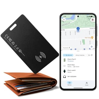 Wallet Tracker Card for Android,Rechargeable Air Tag Wallet Finder, Thin and Light Smart Card IP68 Waterproof GPS Tracker Item Locator for Google Find Hub App(Android Only)