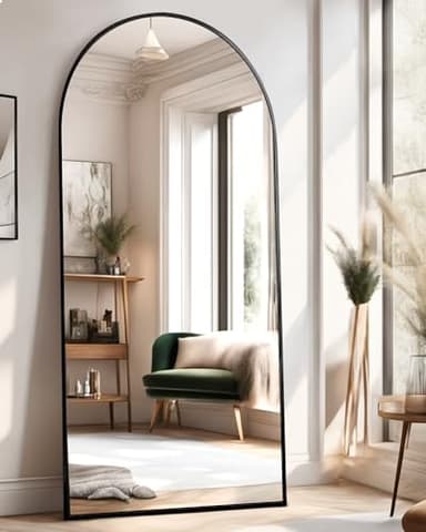 DYNWELL Arched Full Length Mirror, Floor Mirror with Stand, 71"x26" Large Wall Mirror Full Length, Body Floor Mirror, Wall Mounted for Bedroom, Black