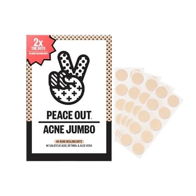 PEACE OUT Acne Healing Dots Hydrocolloid Pimple Patches, Acne Spot Treatment with Salicylic Acid, Retinol, and Aloe Vera for Blemishes and Breakouts, 40 Count