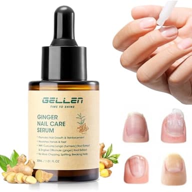 Gellen 30ml Ginger Nail Growth Serum for Nail Strengthener and Growth, Nail Repair Treatment for Weak Brittle Splitting Damaged Nails, Hydrated & Nourished Nail Care Solution for Hands & Feet