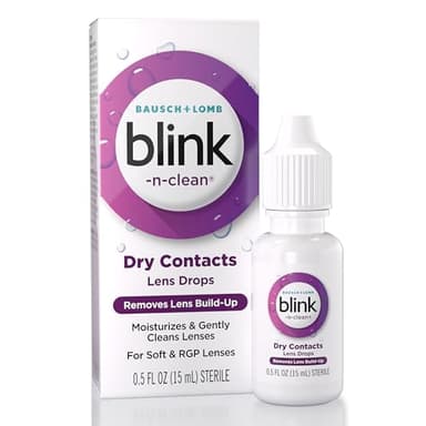 Blink-N-Clean Contact Lens Drop, Rewetting Drops for Soft & RGP Contact Lenses, Instantly Moisturizes, Removes Lens Build-Up, Cleans Lenses and Hydrates Eyes During Wear, 0.5 Fl Oz