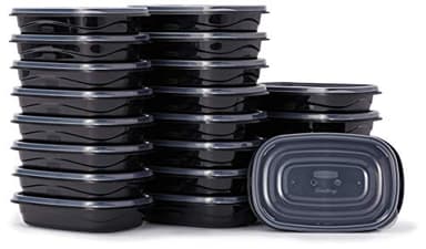 Rubbermaid TakeAlongs Food Storage Containers, Set of 22 (44 Pieces Total) | for Meal Prep, Lunch for Adults & Kids | Reusable & Stackable, 4-Cup, 22-Pack, Black