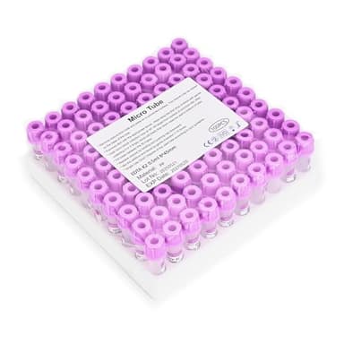 Meterbox Micro Blood Collection Tubes 0.5ml EDTA K2 Collecting Lab Tube for Lab Test Tubes Pet Animals Veterinary 100 Pcs Wrap Packaging