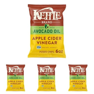 Kettle Brand Made with Avocado Oil Apple Cider Vinegar Chips, 6 Oz Bag (Pack of 4)