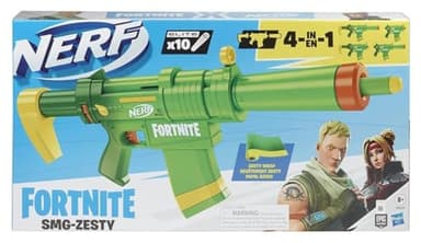 Nerf Fortnite SMG-Zesty Elite Dart Blaster - Removable Stock and Barrel, Removable 10-Dart Clip, 10 Official Nerf Elite Darts