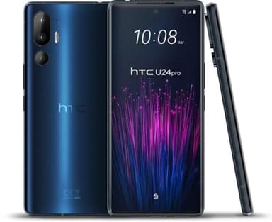 HTC U24 Pro 5G GSM Unlocked Smartphone, 12GB+256GB, 6.8" 120Hz OLED Display, 50+8+50MP Cameras, 4600mAh, Wireless Charging - Blue