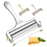 Bellemain Stainless Steel Wire Cheese Slicer - Hand Held Cheese Cutter for Cheddar, Gruyere, Raclette, Mozzarella Cheese Block, Adjustable Cheese Shaver, Thick & Thin Slicer, Cheese Curler (Silver)