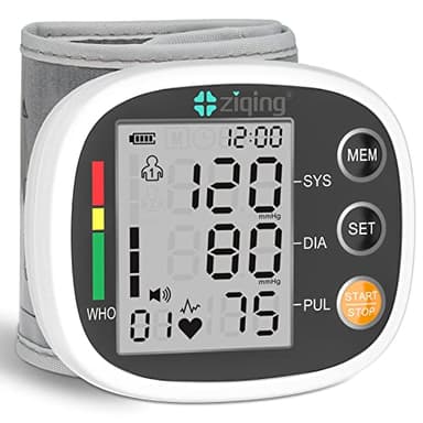 Wrist Blood Pressure Monitor for Home Use, Rechargeable Bp Machine Automatic Digital BP Monitor with Voice Broadcast, Large LCD Display, 2×99 Memory BP Cuff 5~7.7in, Black