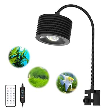 Lominie LED Aquarium Light, Planted Tank Light 4 Channels Remote Control 6500K Aquarium LED Lamp for Freshwater Fish Tank Refugium with Gooseneck (A20 16W Freshwater)