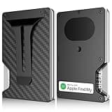 Slim Wallet for Men, Air Wallet Build in Airtag Chip, Smart Wallet Compatible with Apple Find My iOS Only, Minimalist Front Pocket Wallet RFID-Blocking Card Holder with Money Clip (Black Carbon Fiber)
