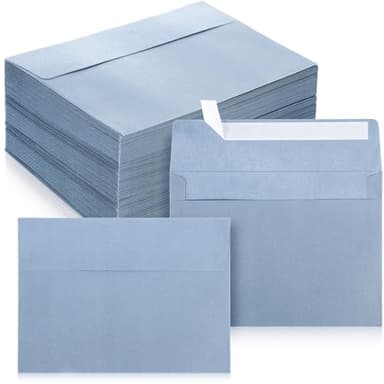 Ctosree 200 Pcs Dusty Blue Invitation Envelopes Peel Stick Seal 120 GSM Heavyweight Blue Invitation Envelopes for Greeting Cards Wedding Birthday (A7,5.25 x 7.25 Inch)